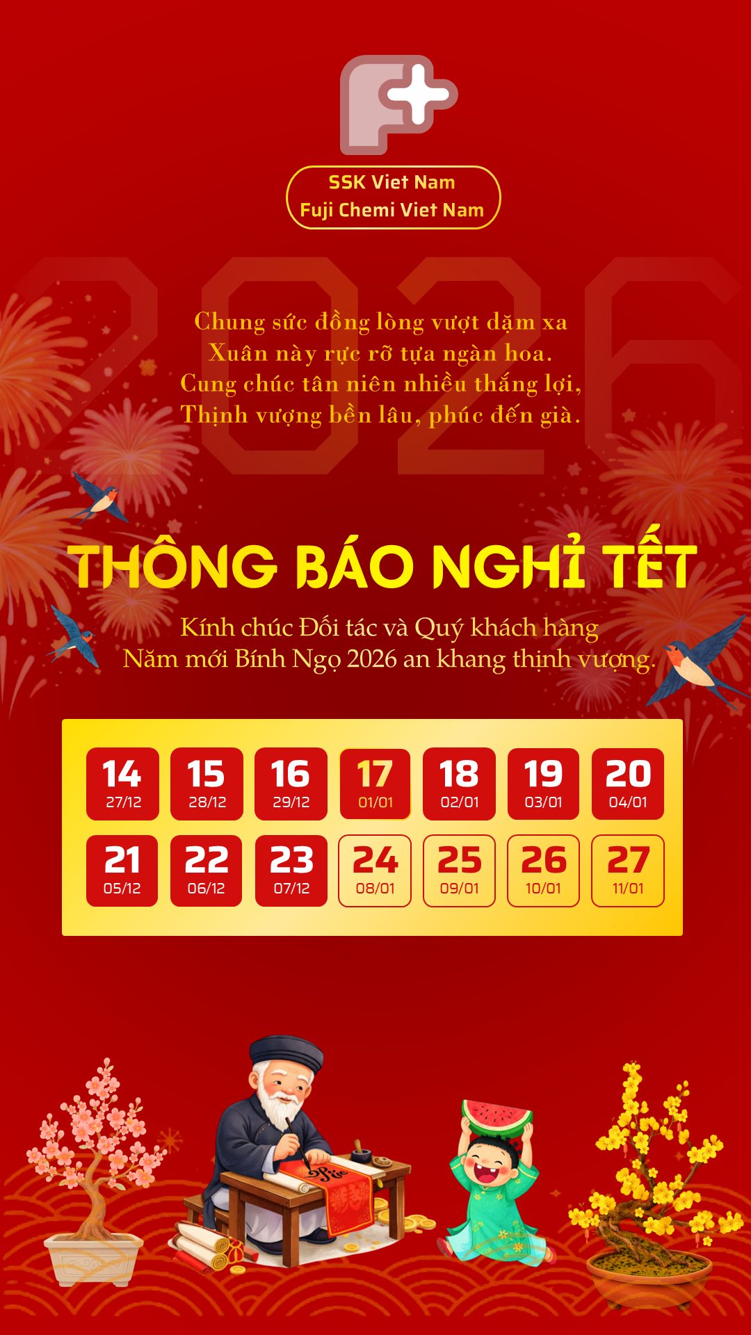 Thông báo nghỉ Tết